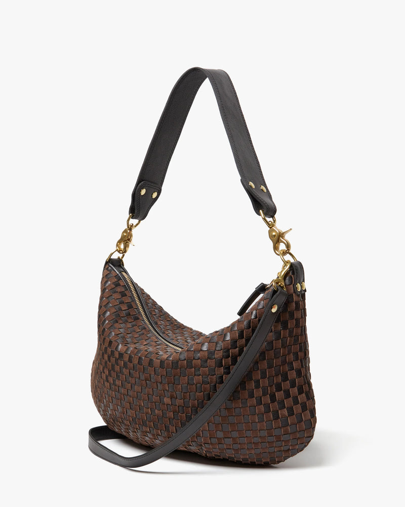 Clare V. Moyen Messenger Black/Chocolate Woven Checker