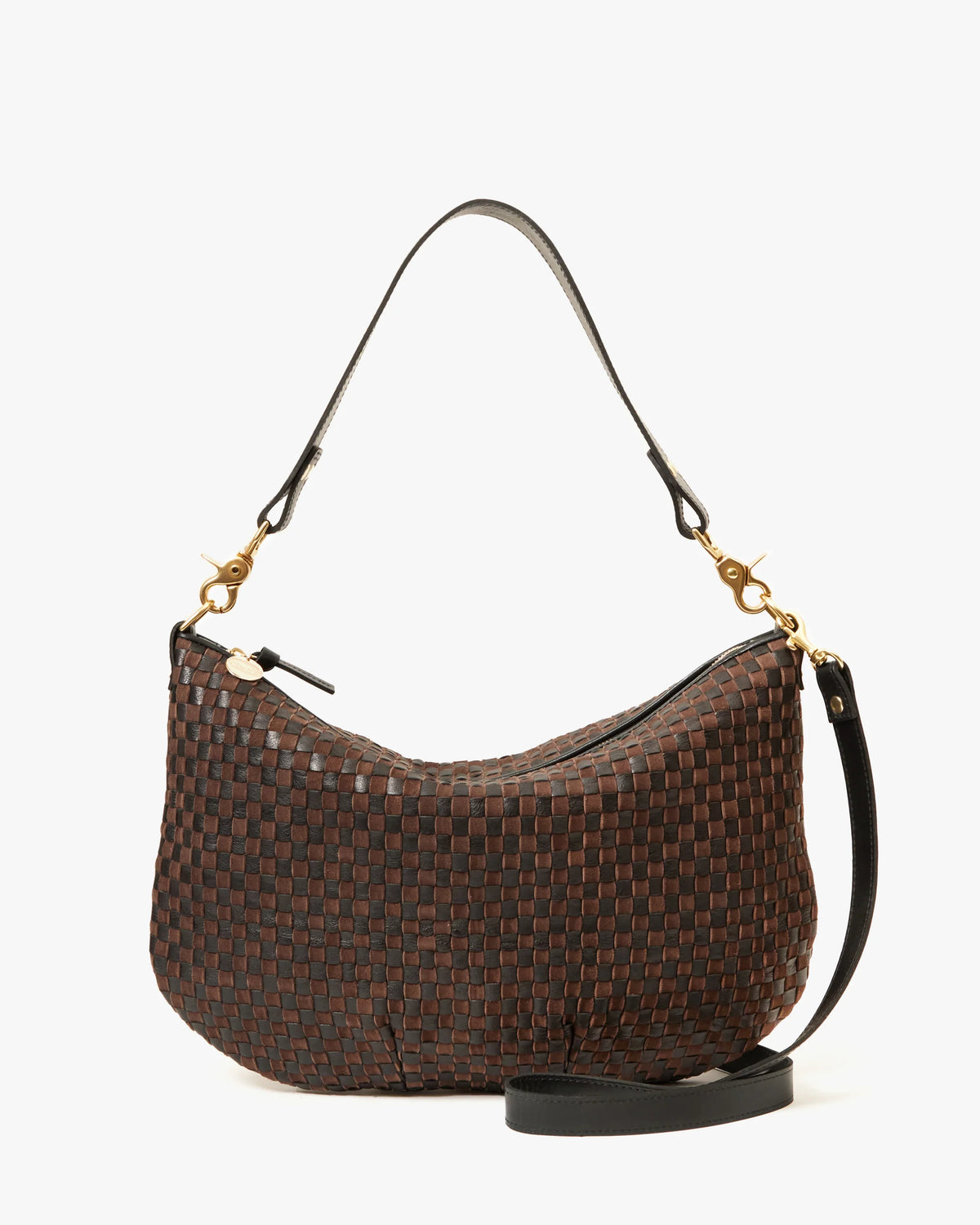 Clare V. Moyen Messenger Black/Chocolate Woven Checker