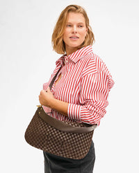 Clare V. Moyen Messenger Mahogany Nappa & Suede Woven Checker