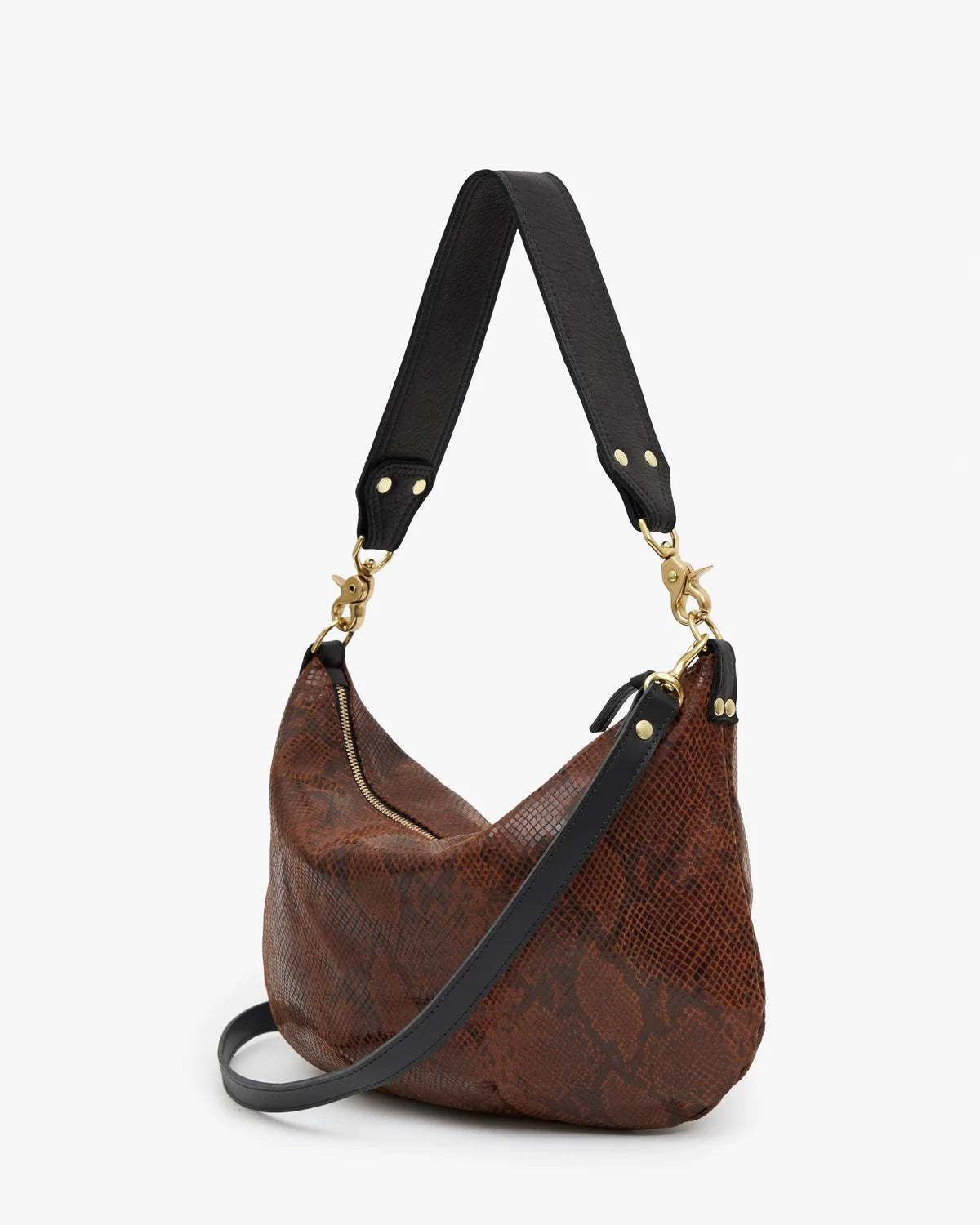 Clare V. Moyen Messenger Auburn Embossed Python