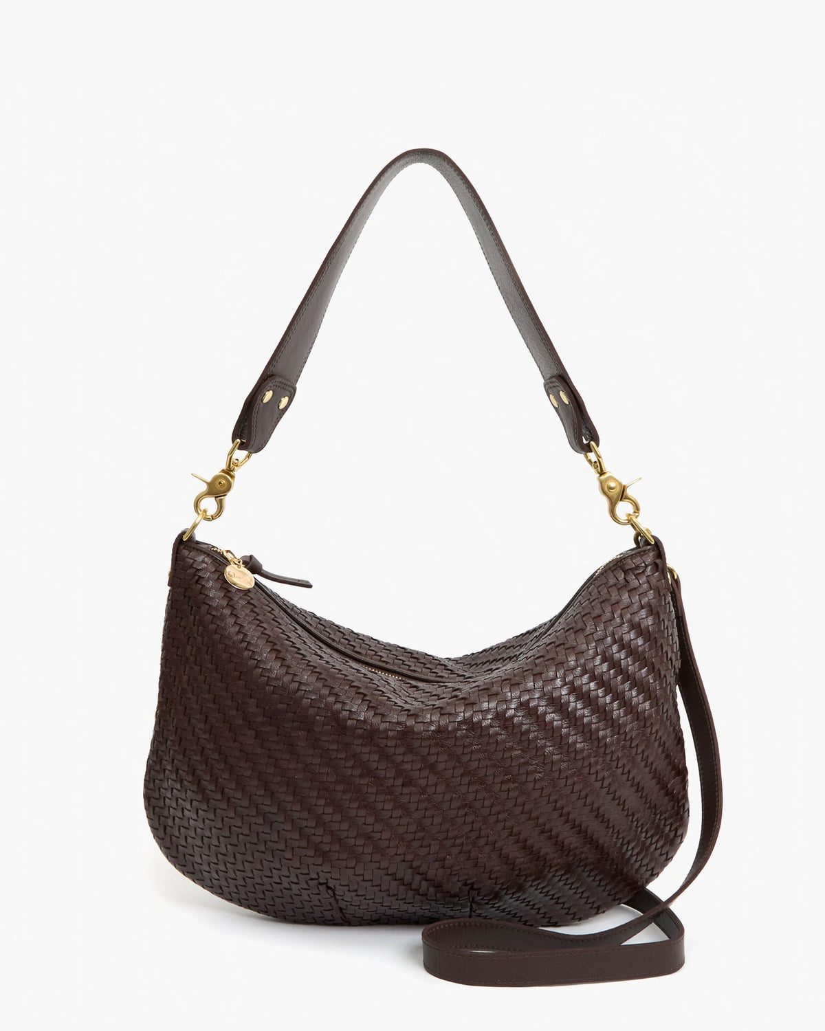 Clare V. MOYEN MESSENGER Chocolate Woven Zig-Zag