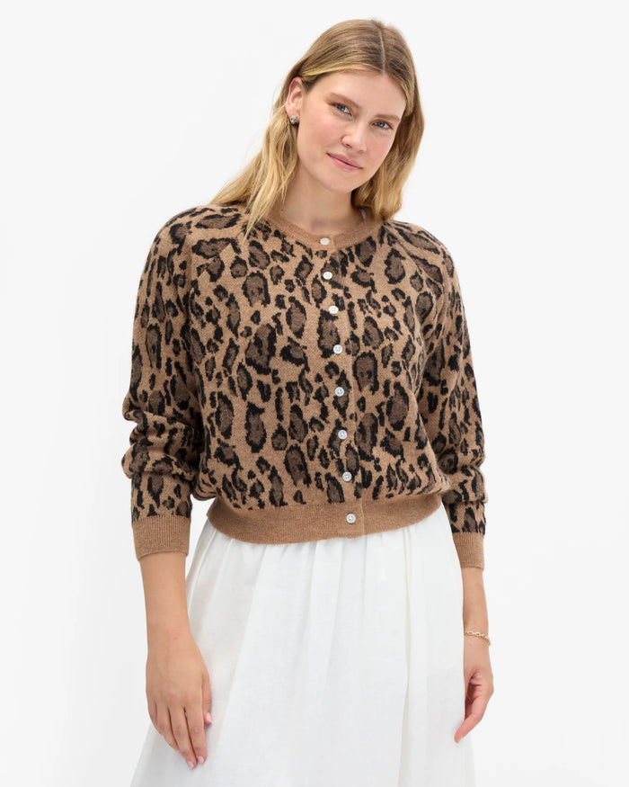 Clare V. NOELLE CARDIGAN  Camel Jaguar