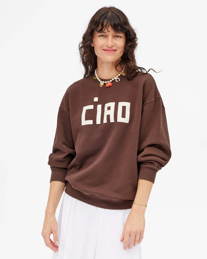Clare V. Oversized Sweatshirt Chocolate w/ Cream Block Ciao