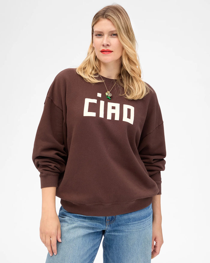 Clare V. Oversized Sweatshirt Chocolate w/ Cream Block Ciao