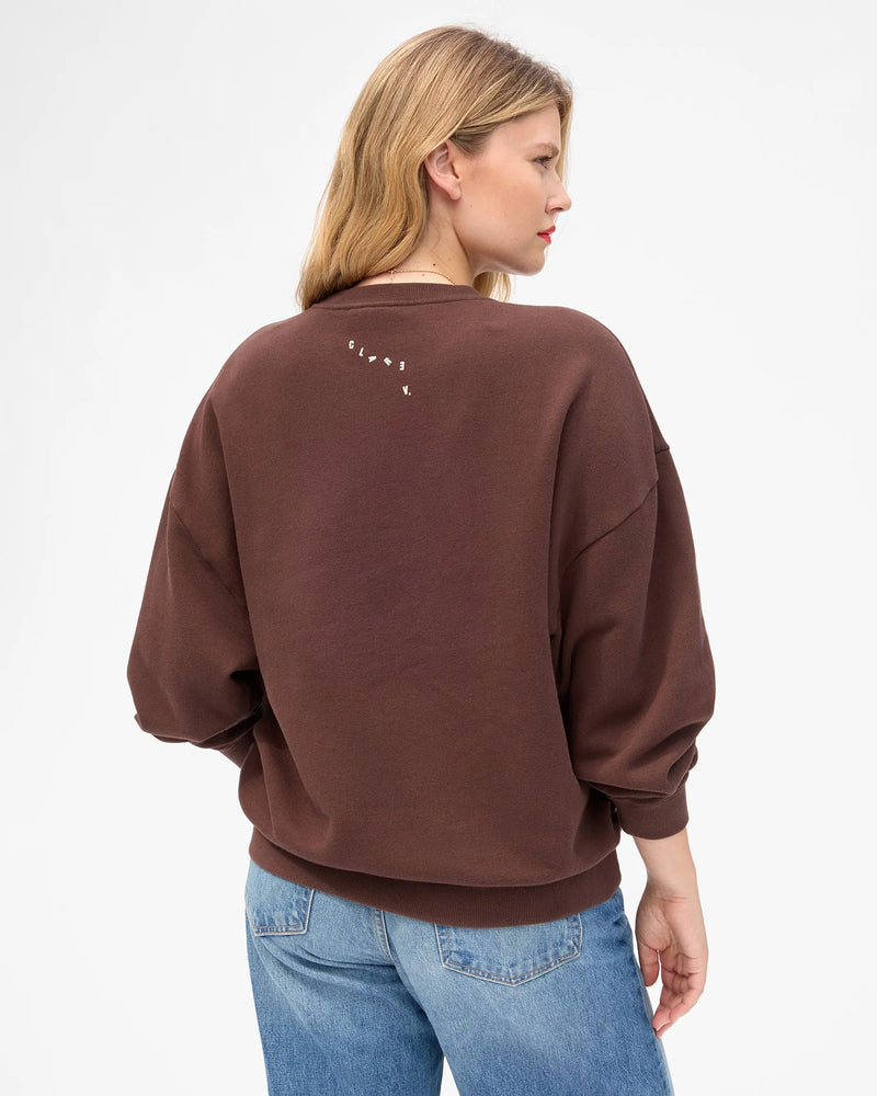 Clare V. Oversized Sweatshirt Chocolate w/ Cream Block Ciao
