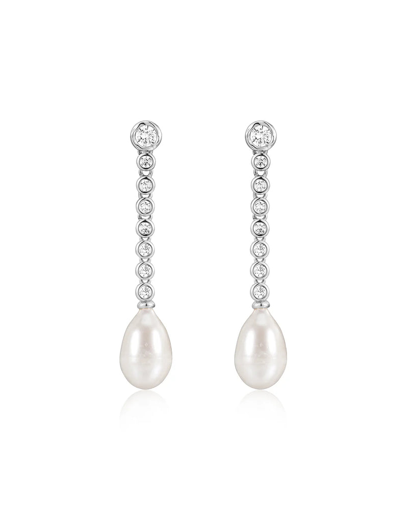 Luv Aj THE PEARL DROP STUDS Silver