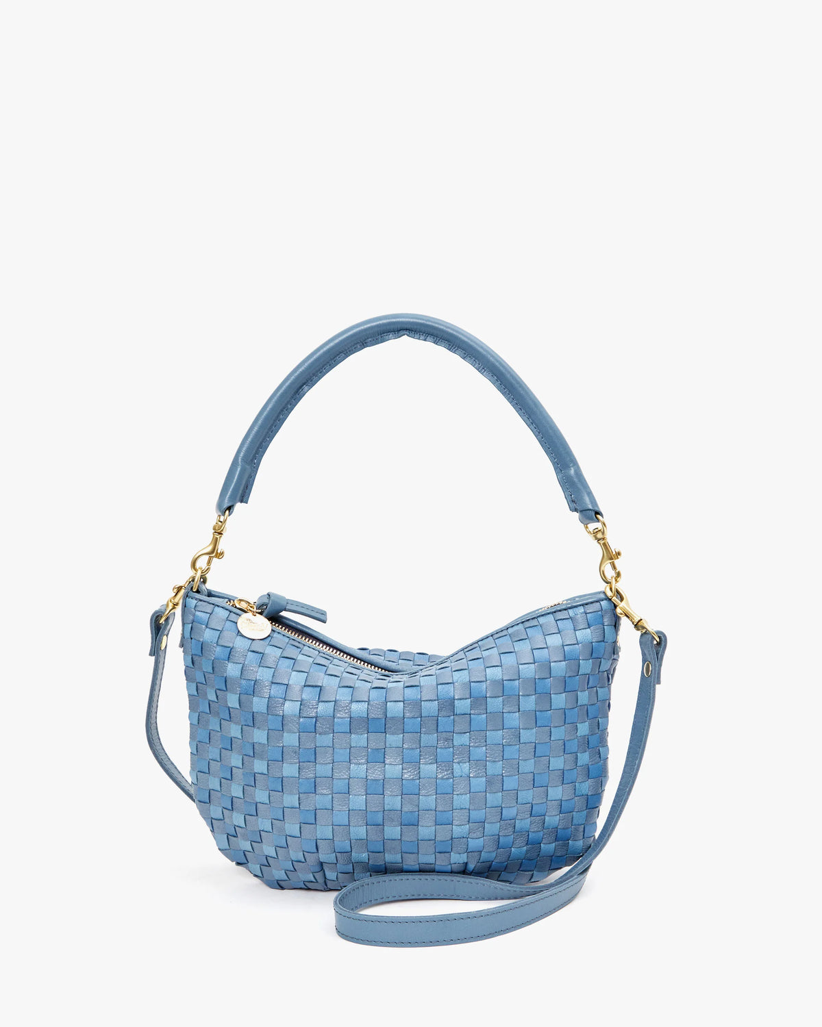 Clare V. Petit Moyen Light Blue Woven Checker