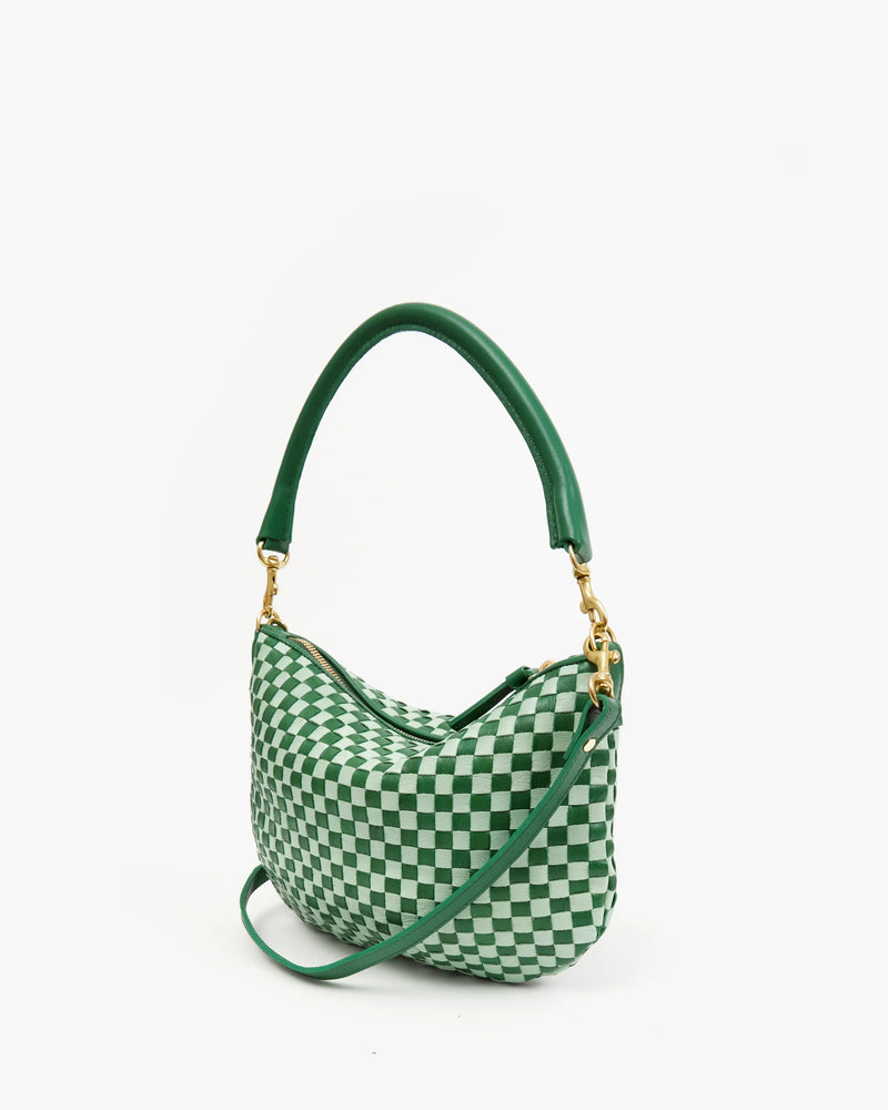 Clare V. Petit Moyen Fern & Mist Woven Checker