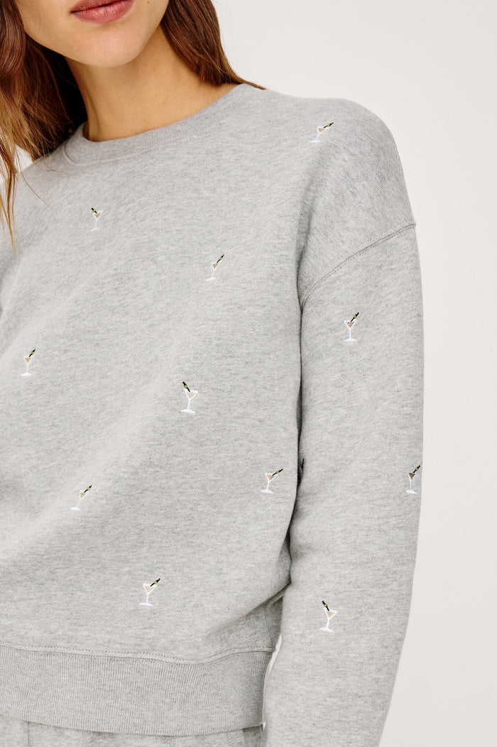 Rails Ramona Sweatshirt Heather Grey Martini Embroidery