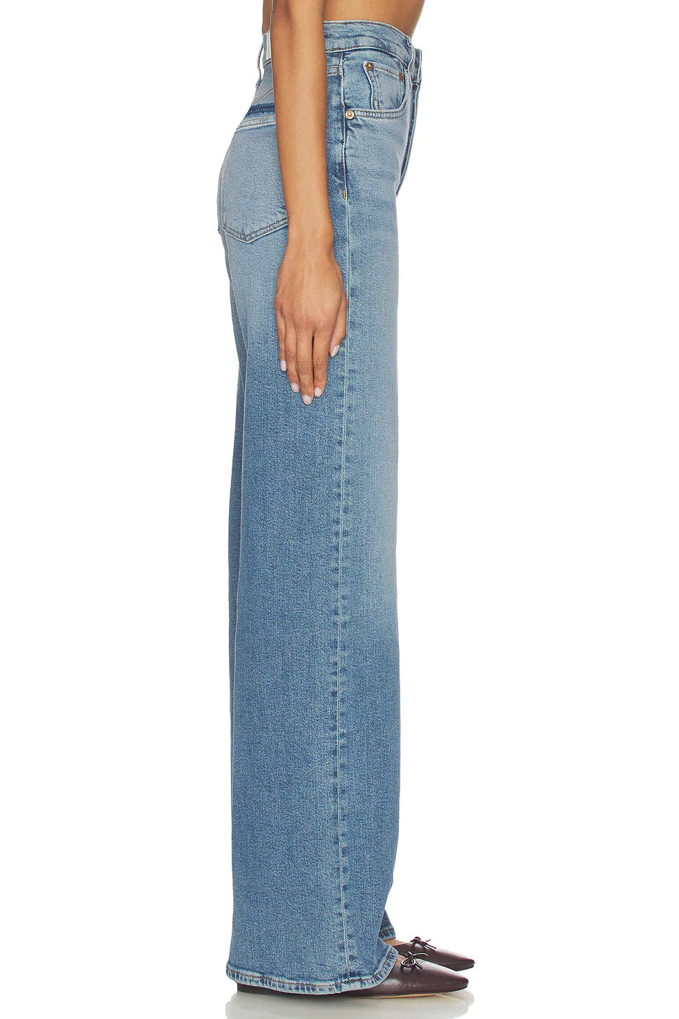Re/Done High Rise Wide Leg Jeans - Mid 70's Shadow