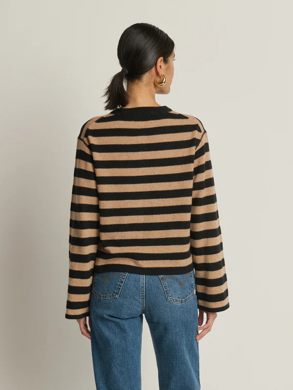 Nation Rosetta Cardigan - Rugby Cocoa stripe