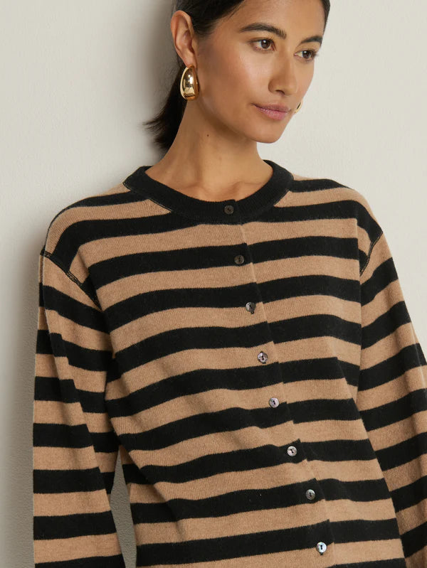 Nation Rosetta Cardigan - Rugby Cocoa stripe
