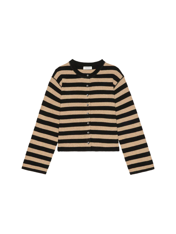 Nation Rosetta Cardigan - Rugby Cocoa stripe