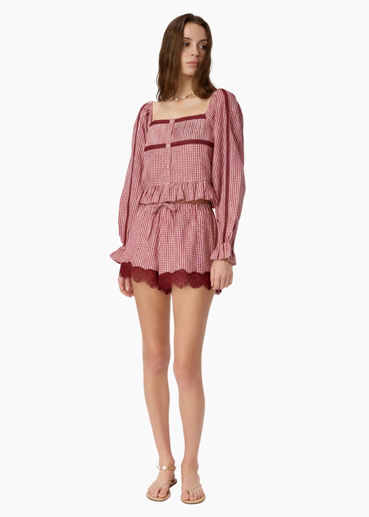 Cami NYC CASSANDRA MID RISE SILK COTTON SHORT BERRY GINGHAM