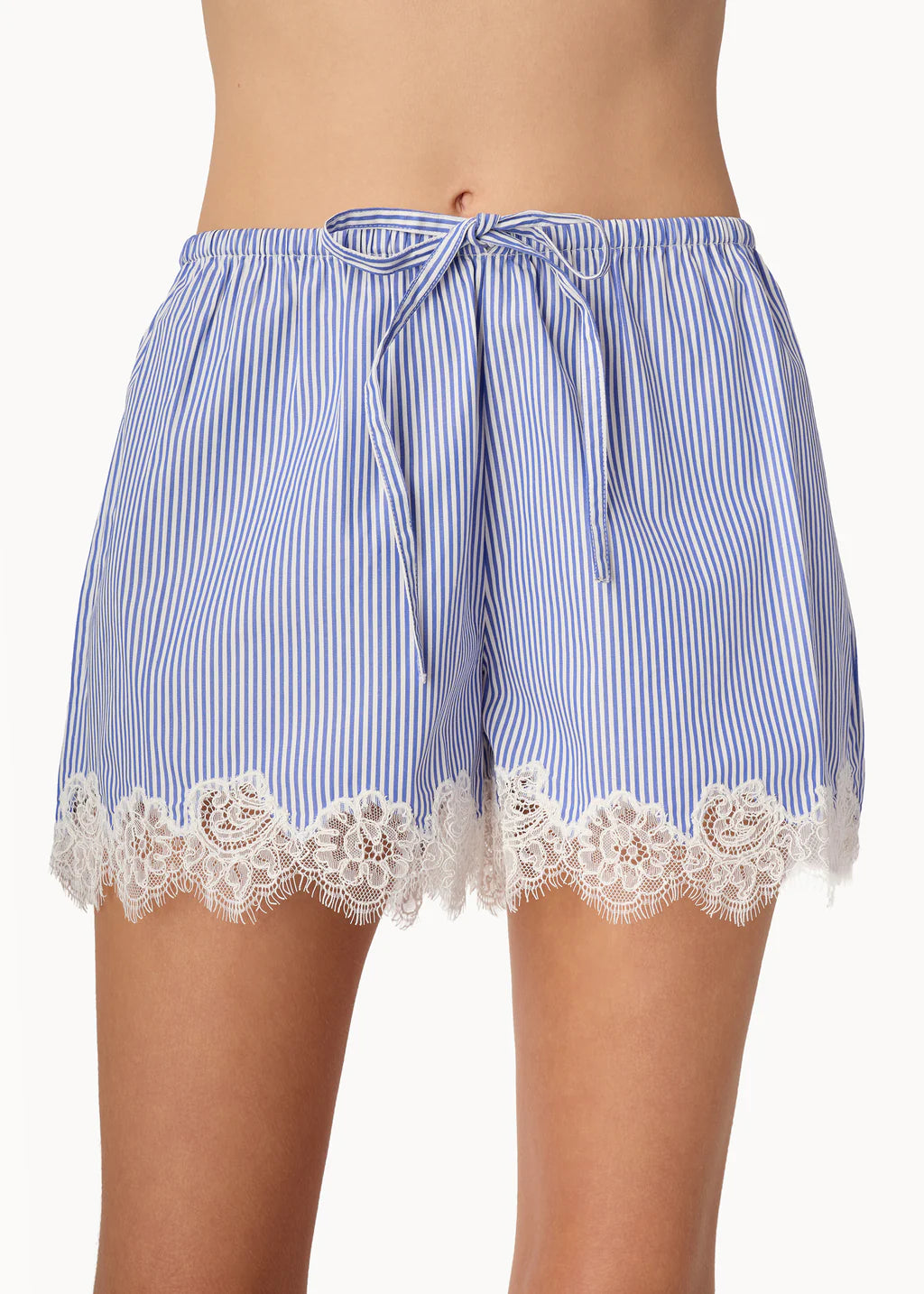 Cami NYC Cassandra Mid Rise Short Blue Stripe Cotton Poplin
