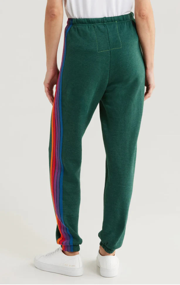 Aviator Nation 5 Stripe Sweatpants | Forest, Purple, & Orange