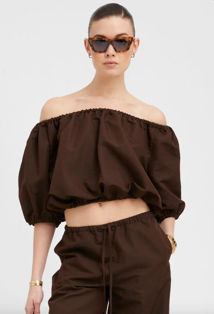 Sprwmn WHITE LINEN ISABEL TOP Americano