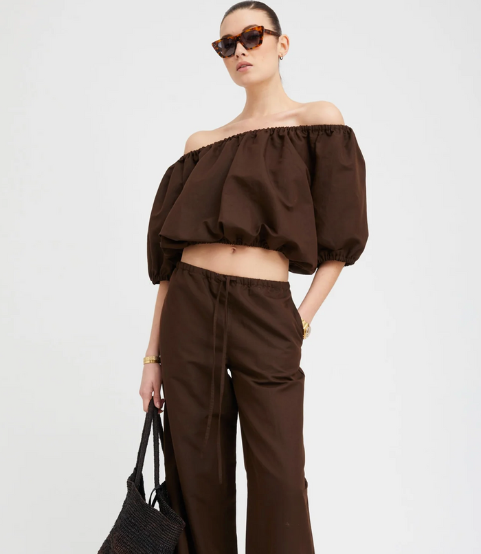 Sprwmn WHITE LINEN ISABEL TOP Americano