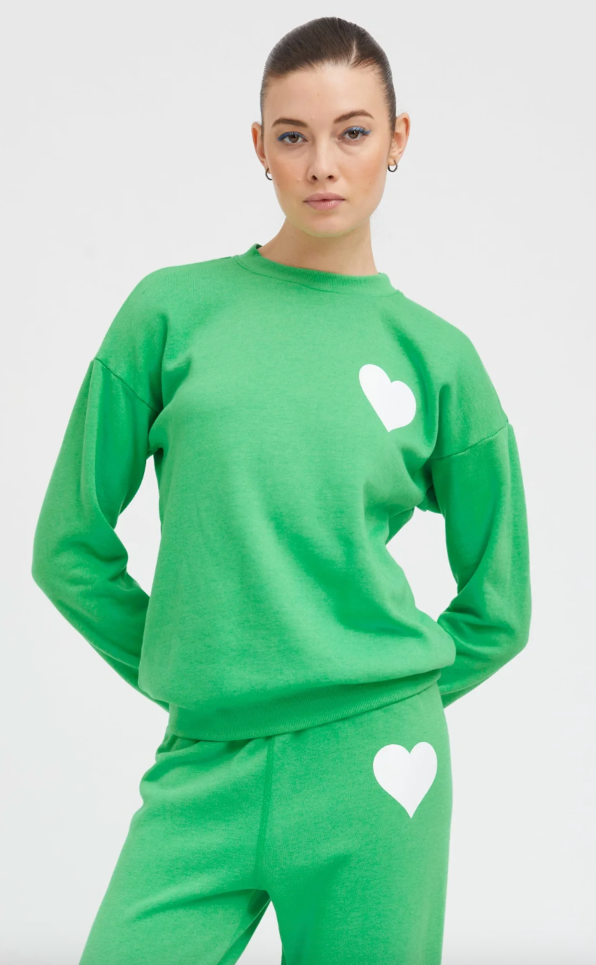 SPRWMN BRIGHT GREEN HEART SWEATSHIRT