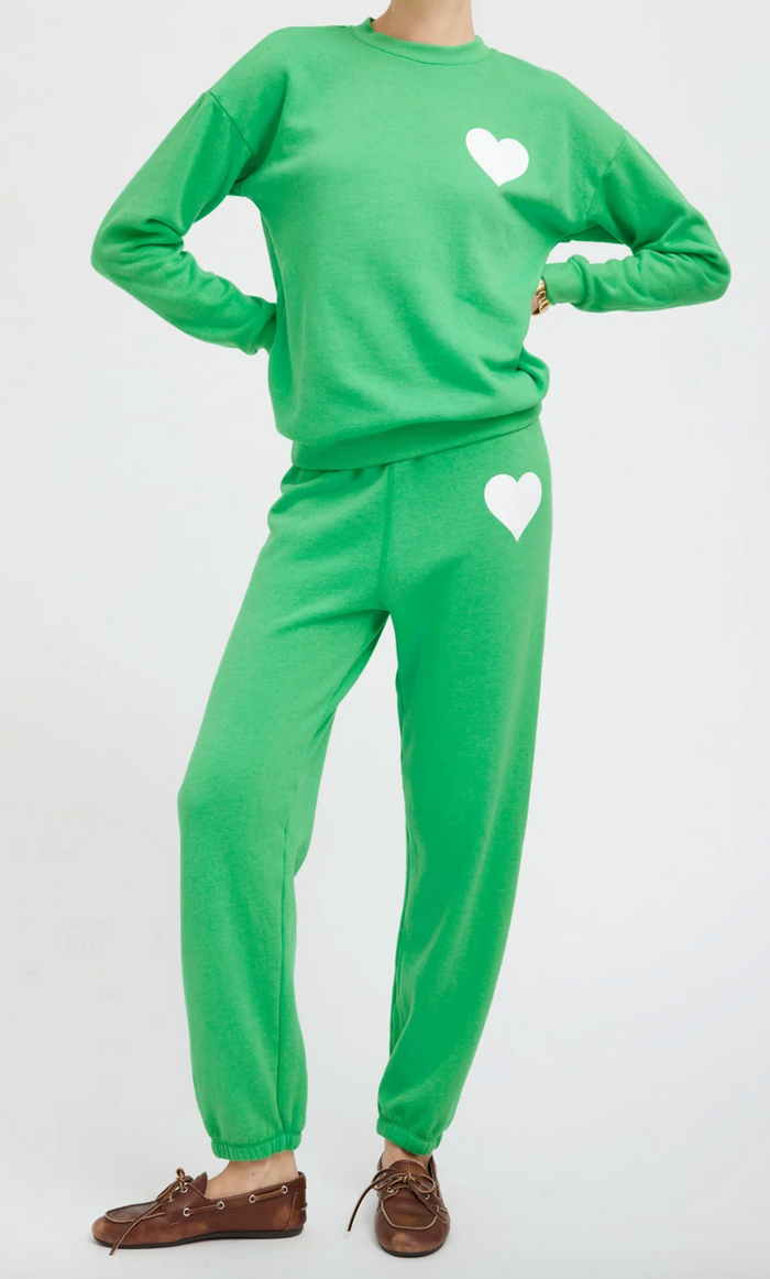 SPRWMN BRIGHT GREEN HEART SWEATSHIRT