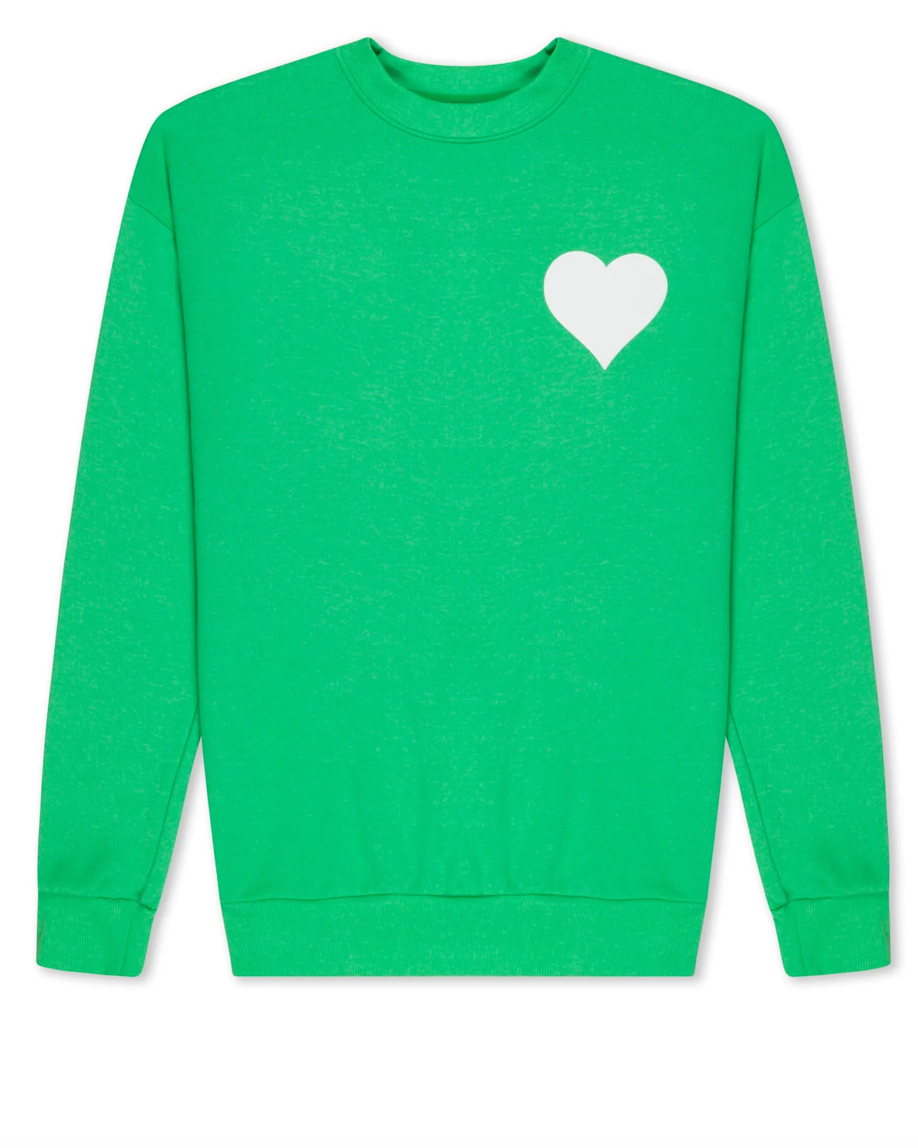 SPRWMN BRIGHT GREEN HEART SWEATSHIRT