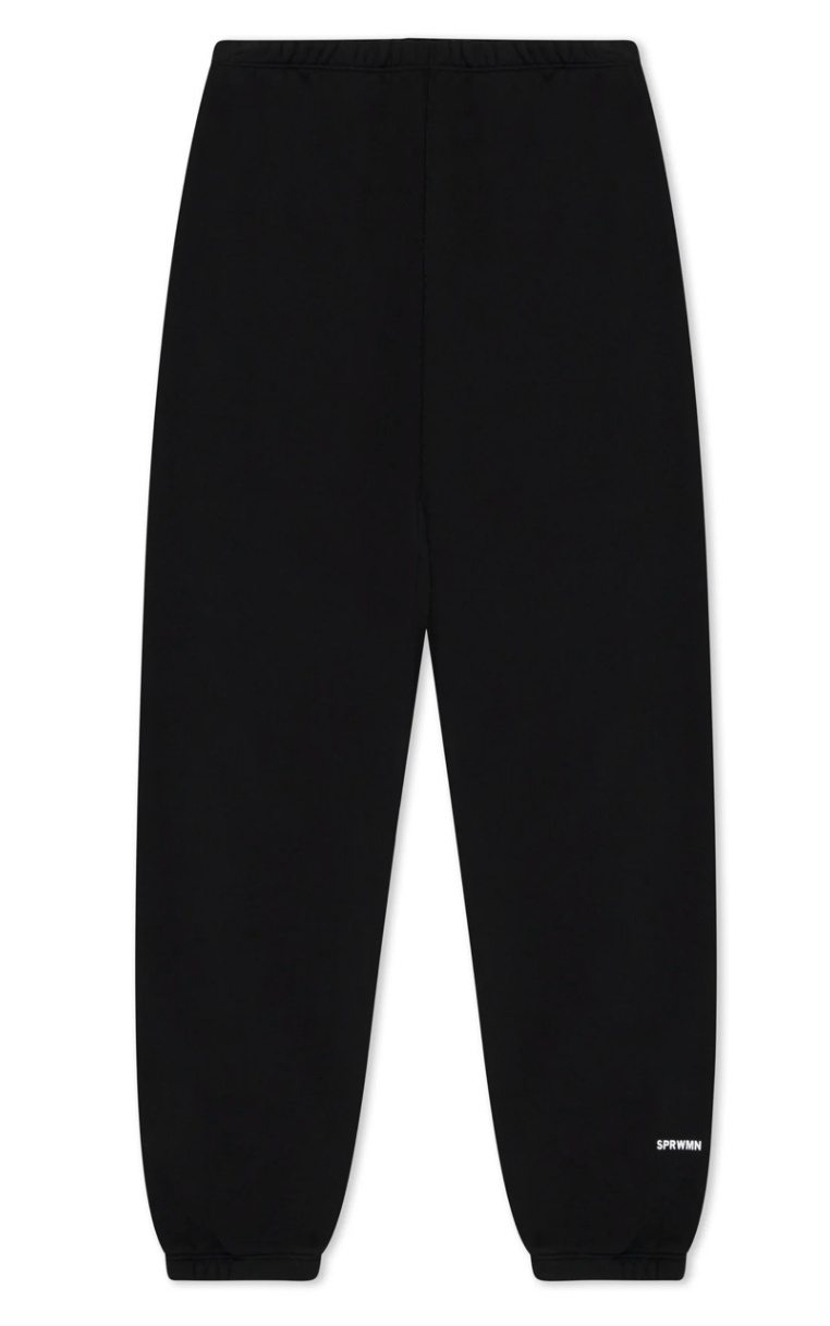 SPRWMN BLACK COTTON MINI LOGO SWEATPANTS