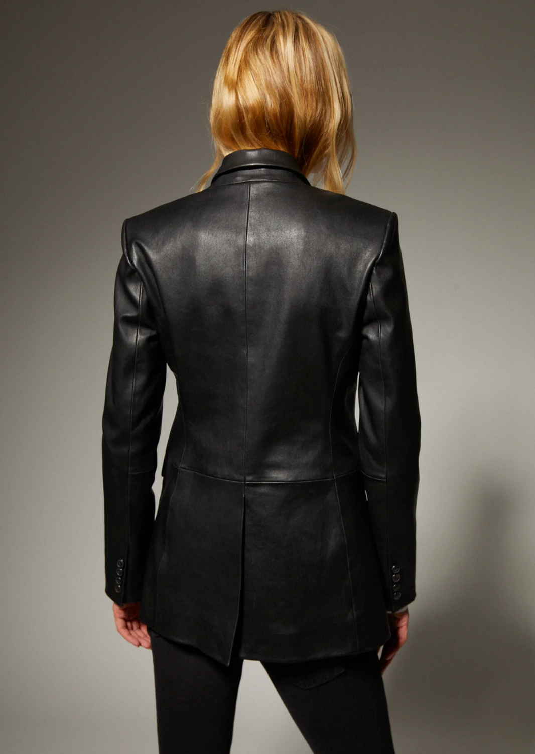 SPRWMN Leather Fitted Blazer Black