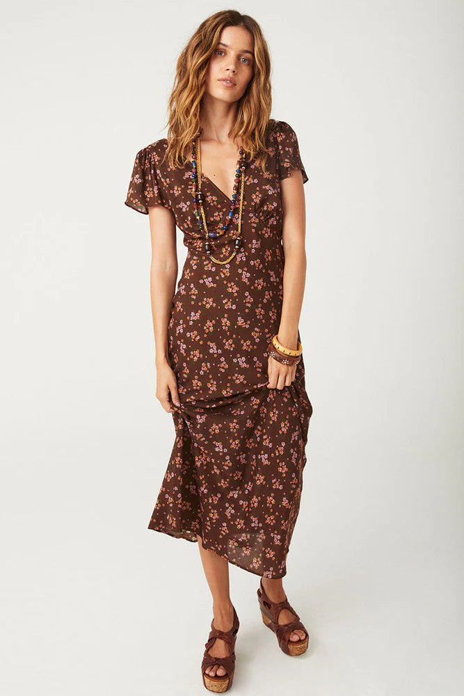 Spell MELODY BIAS MAXI DRESS Antique Walnut