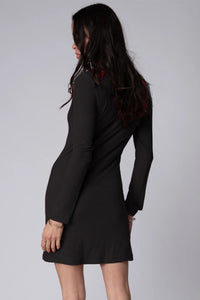 Stillwater WIDE RIB LONG SLEEVE COLETTE MINI DRESS Black