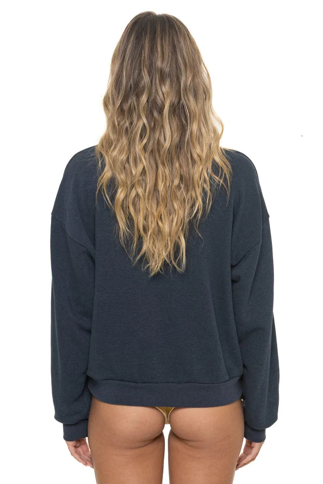 AVIATOR NATION BOLT STITCH RELAXED CREW SWEATSHIRT - CHARCOAL