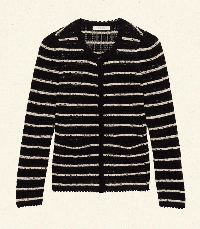 DÔEN THERESE CARDIGAN IN NOIR ALLAIRE STRIPE