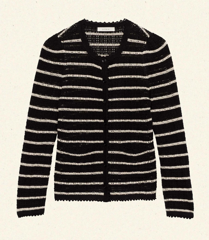 DÔEN THERESE CARDIGAN IN NOIR ALLAIRE STRIPE
