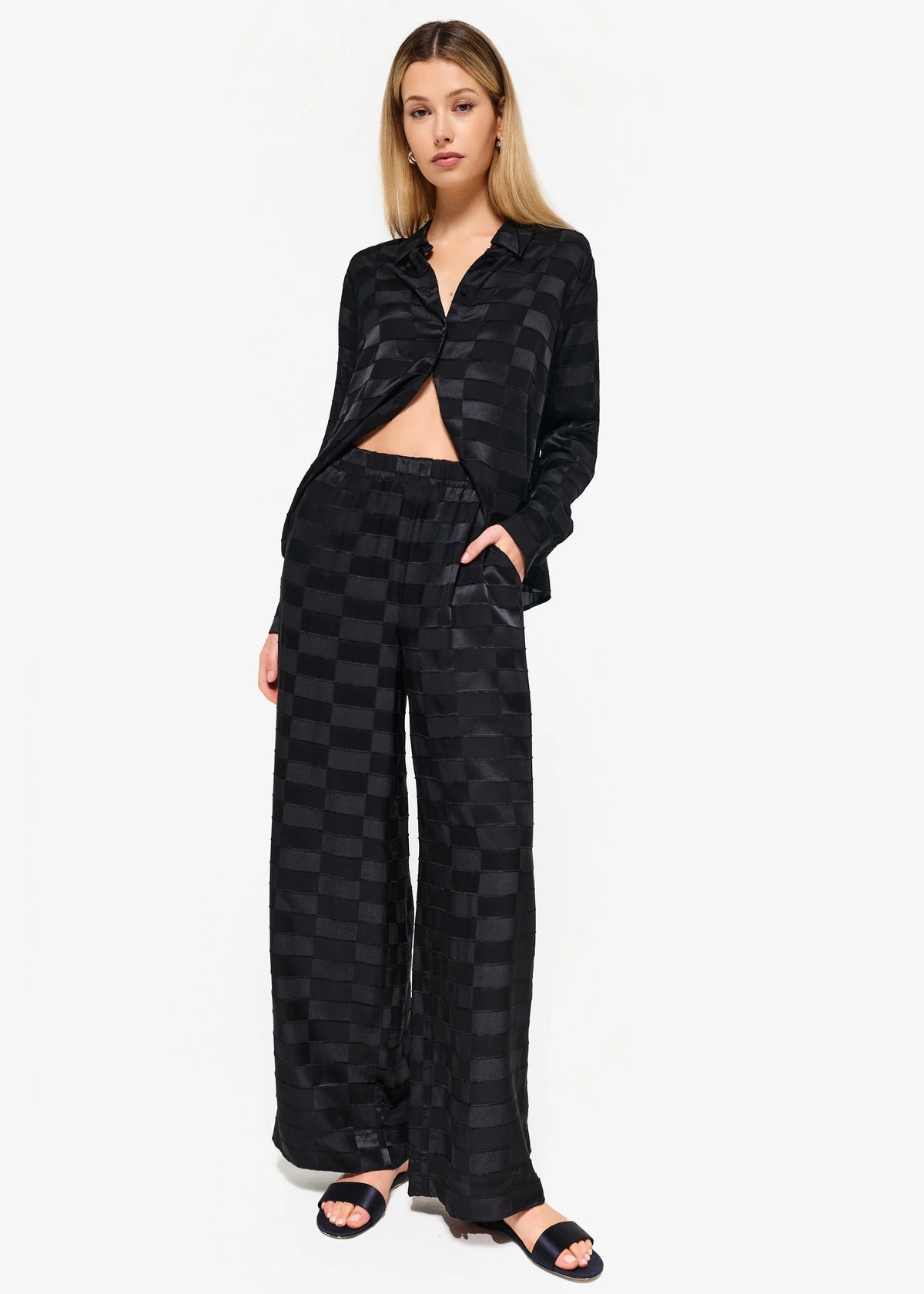 Cami Nyc MEDINA BURNOUT WIDE LEG PANT BLACK