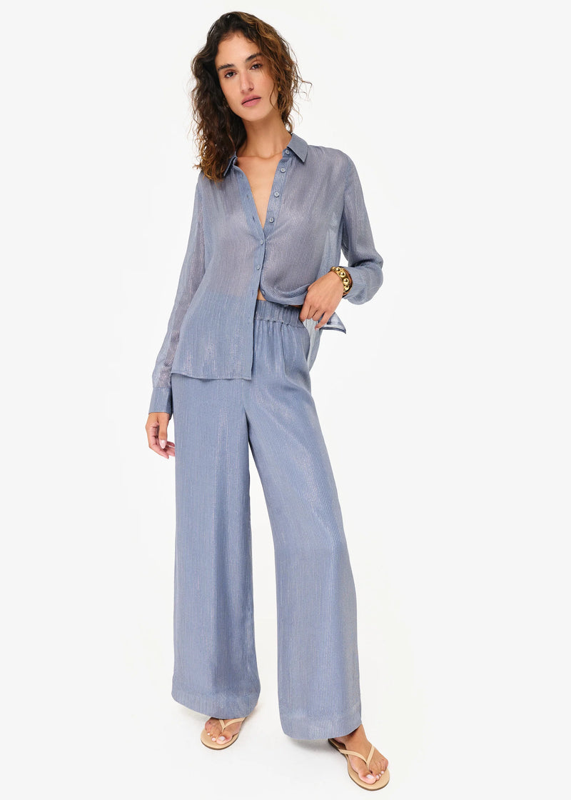 Cami Nyc YAEL METALLIC CHIFFON TOP BLUEBIRD