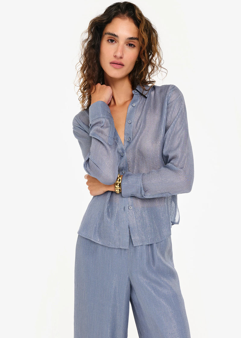 Cami Nyc YAEL METALLIC CHIFFON TOP BLUEBIRD