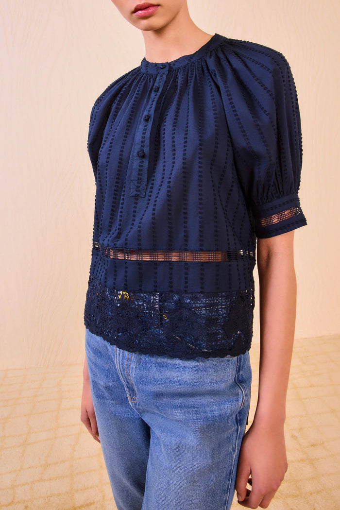 Ulla Johnson Faye Puff Sleeve Blouse Midnight
