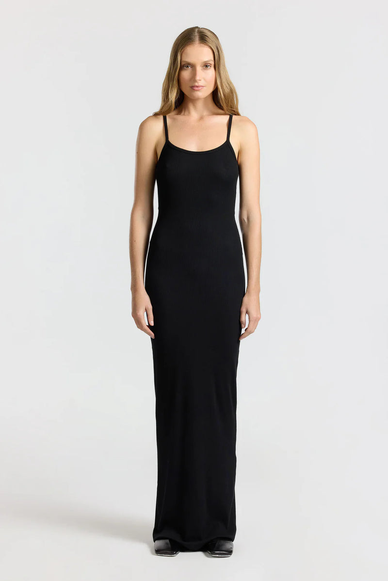 Cotton Citizen VERONA SPAGHETTI MAXI DRESS Jet Black