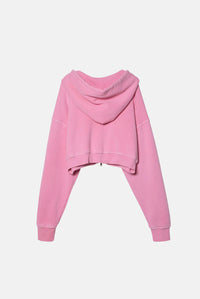 Elwood BABYDOLL CROP ZIP HOODIE Vintage Pink