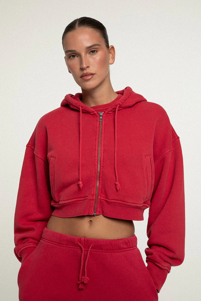 Elwood BABYDOLL CROP ZIP HOODIE 2.0 Vintage Cherry
