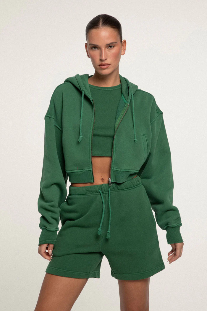 Elwood BABYDOLL CROP ZIP HOODIE 2.0 Vintage Forset