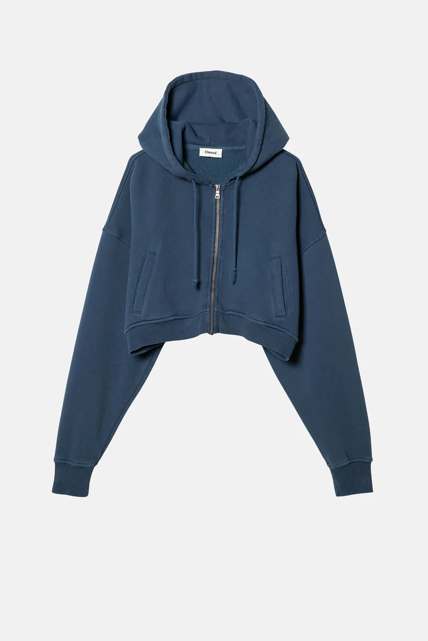 Elwood BABYDOLL CROP ZIP HOODIE 2.0 Vintage Blue