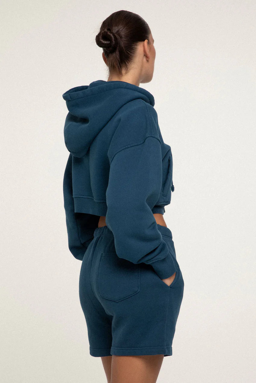 Elwood BABYDOLL CROP ZIP HOODIE 2.0 Vintage Blue