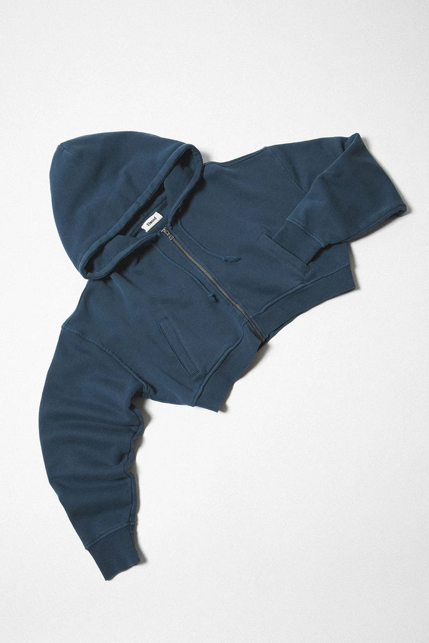 Elwood BABYDOLL CROP ZIP HOODIE 2.0 Vintage Blue