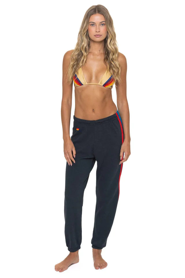 Aviator Nation WOMEN'S 5 STRIPE AMERICA SWEATPANT - CHARCOAL // USA