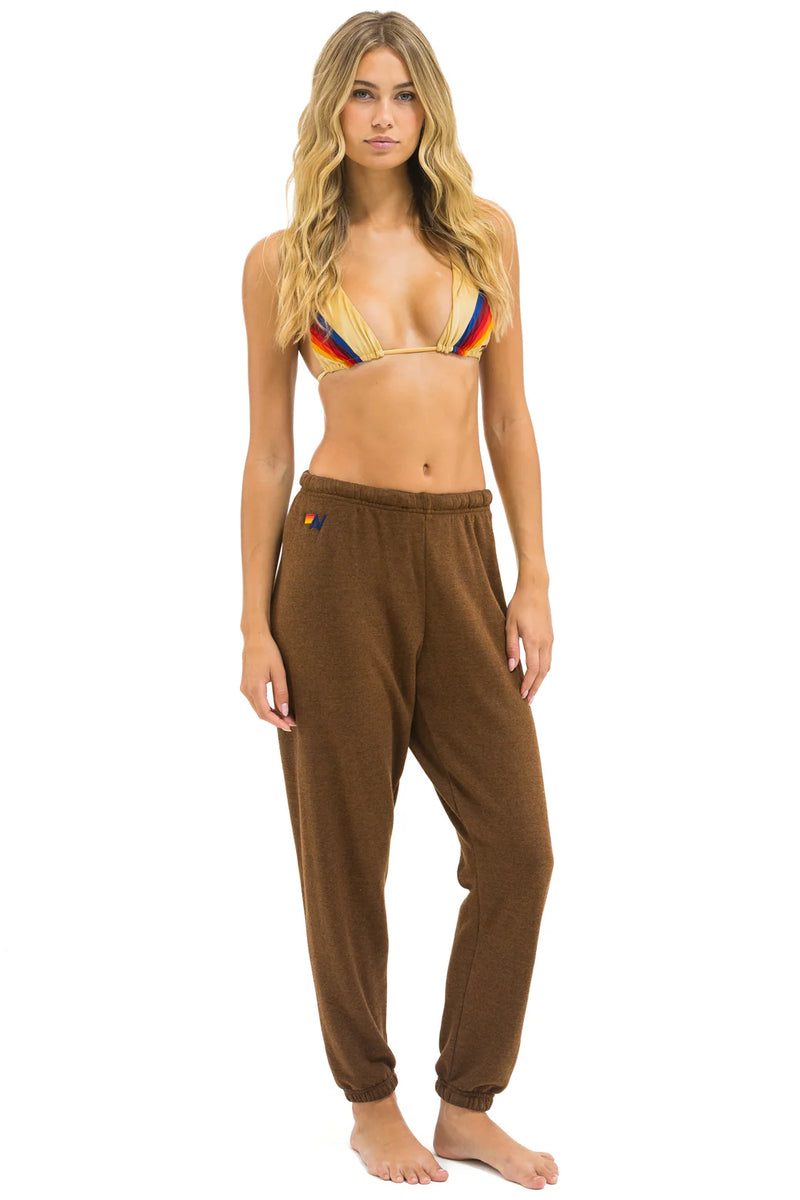 Aviator Nation 5 STRIPE SWEATPANTS - CHOCOLATE // WHITE NEON