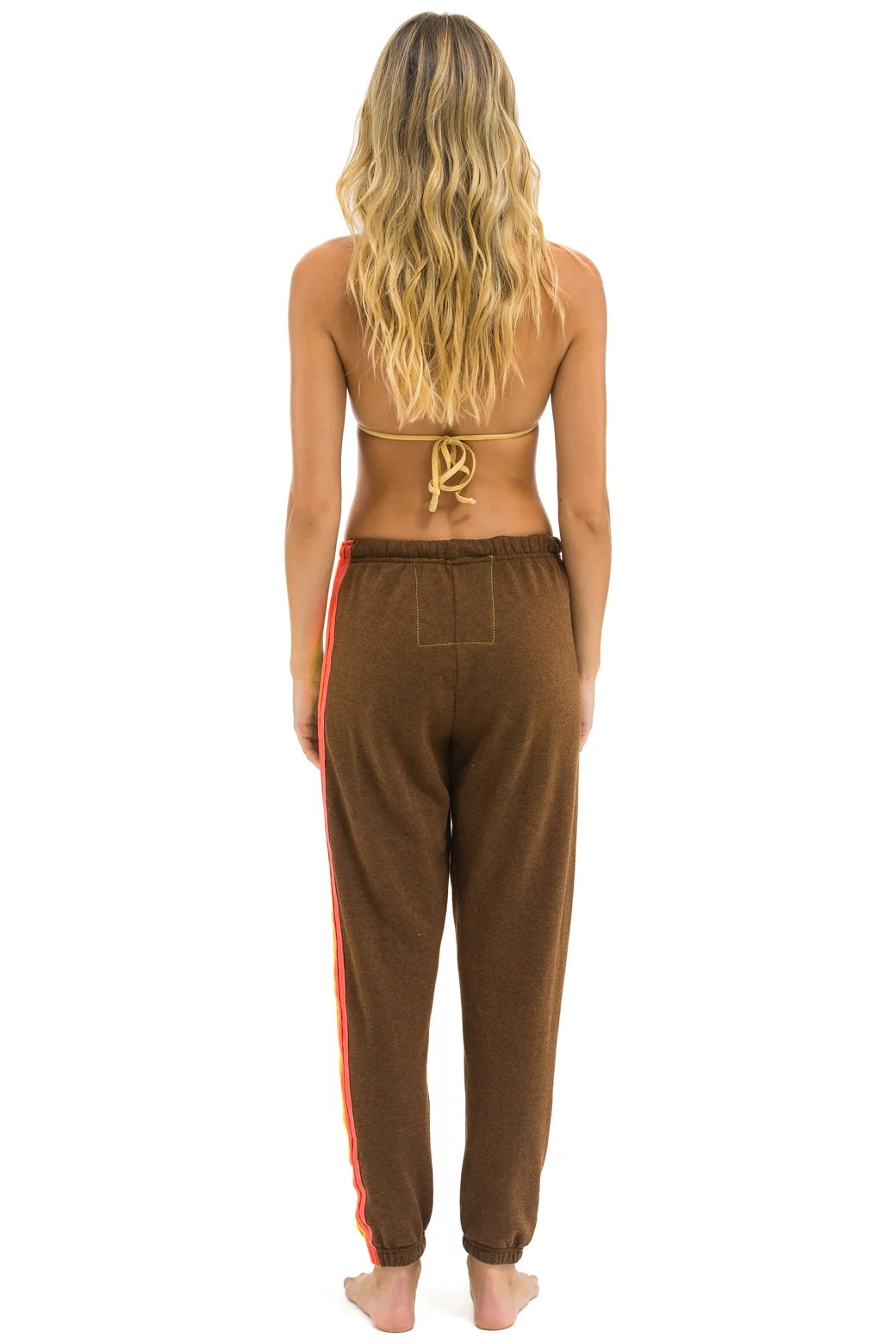 Aviator Nation 5 STRIPE SWEATPANTS - CHOCOLATE // WHITE NEON