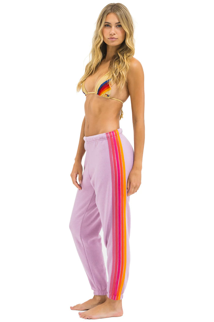 Aviator Nation 5 STRIPE SWEATPANTS - MAUVE // MAGENTA ORANGE