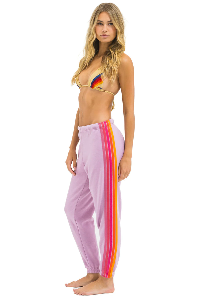 Aviator Nation 5 STRIPE SWEATPANTS - MAUVE // MAGENTA ORANGE