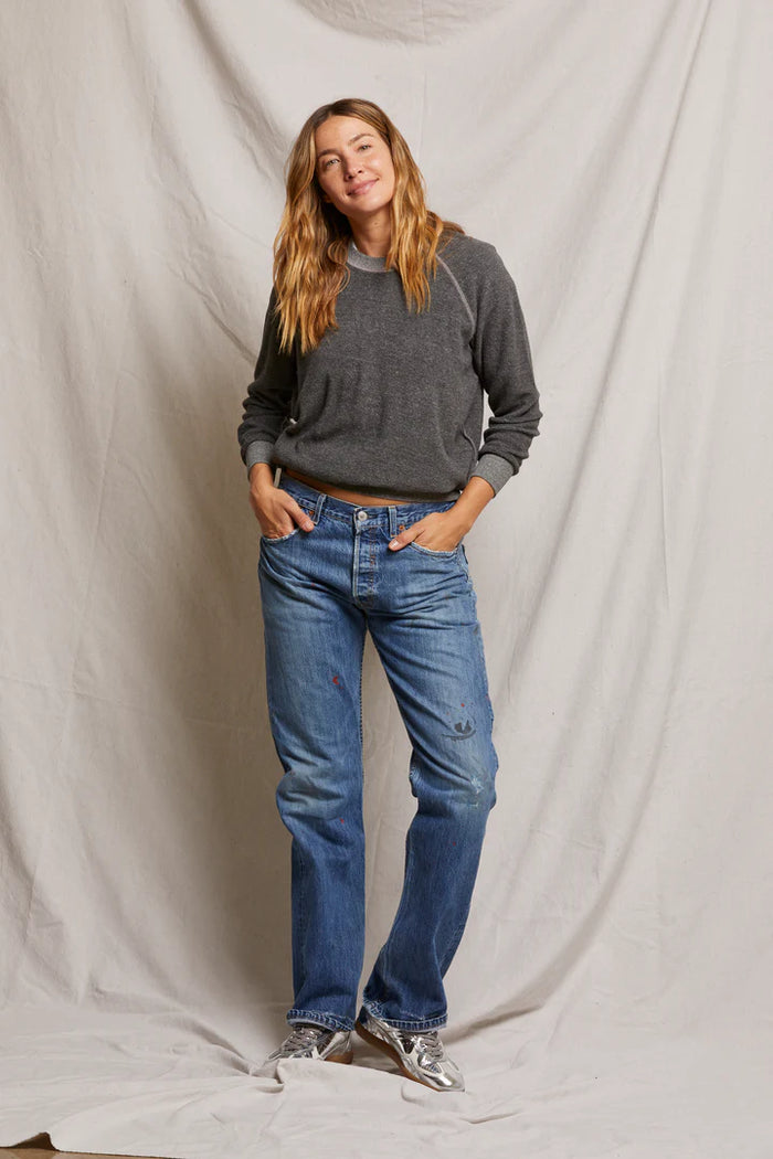 perfectwhitetee ziggy reverse fleece shrunken crew neck sweatshirt