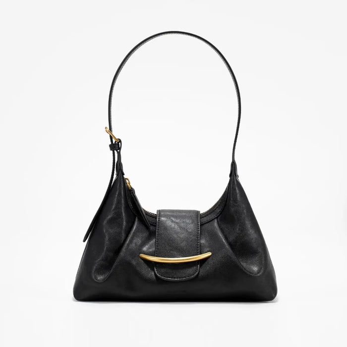 Sook Genuine Leather Underarm Shoulder Bag with Metallic Closure